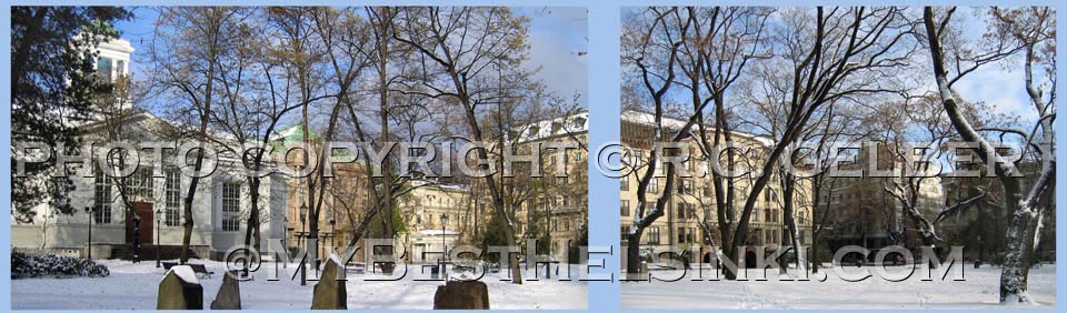 Helsinki's Old Church Park & buildings surrounding it. ALL photos and images © R.C. Gelber. All Rights Reserved.