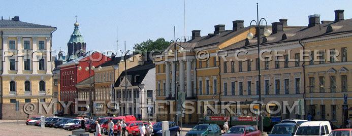 Buildings along Aleksanterinkatu, on the south side of the Helsinki Senate Square. Photo & pop-up photo © R.C. Candolin-Gelber 1999, 2000-2007, 2008 - Buildings along Aleksanterinkatu, Helsinki. Photo & pop-up photo © R.C. Candolin-Gelber 1999, 2000-2007, 2008 -