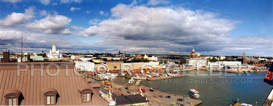 View from Palace Bar Terrace, toward the Market Square & Katajanokka. Photo & pop-up photo &copy; R.C. Candolin-Gelber 1999 - 2011 -