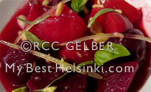 Baby beet salad with orange and spiced nuts