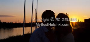 Särkkä island midnight sun after dinner at Särkänlinna restaurant