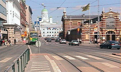 Tram 3B at the Eteläranta stop, in Helsinki