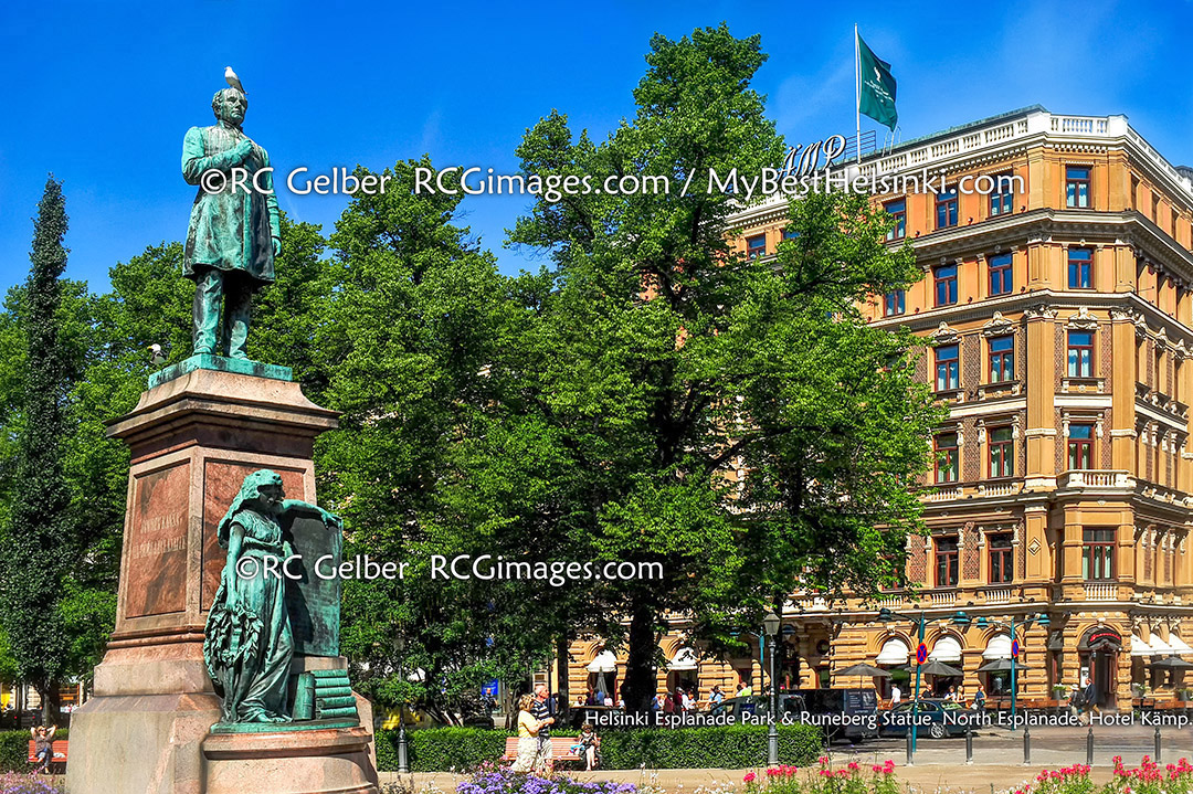 Helsinki Esplanade Park & Runeberg Statue, North Esplanade, Hotel Kämp