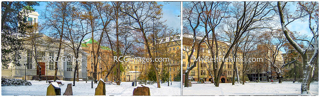 Helsinki's Old Church Park & buildings surrounding it. ALL photos and images © R.C. Gelber. All Rights Reserved.