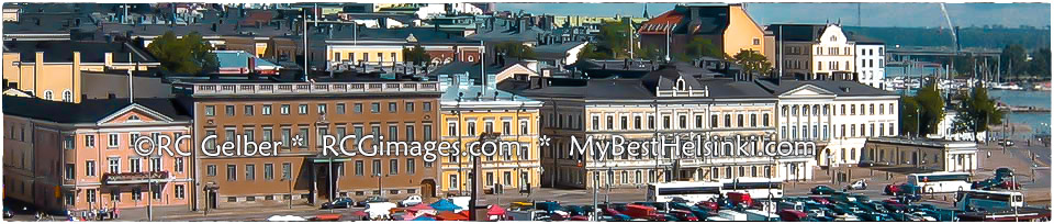 Helsinki Pohjoisesplanadi buildings. Presidential palace far right. - All photos © RC Gelber. All rights reserved.