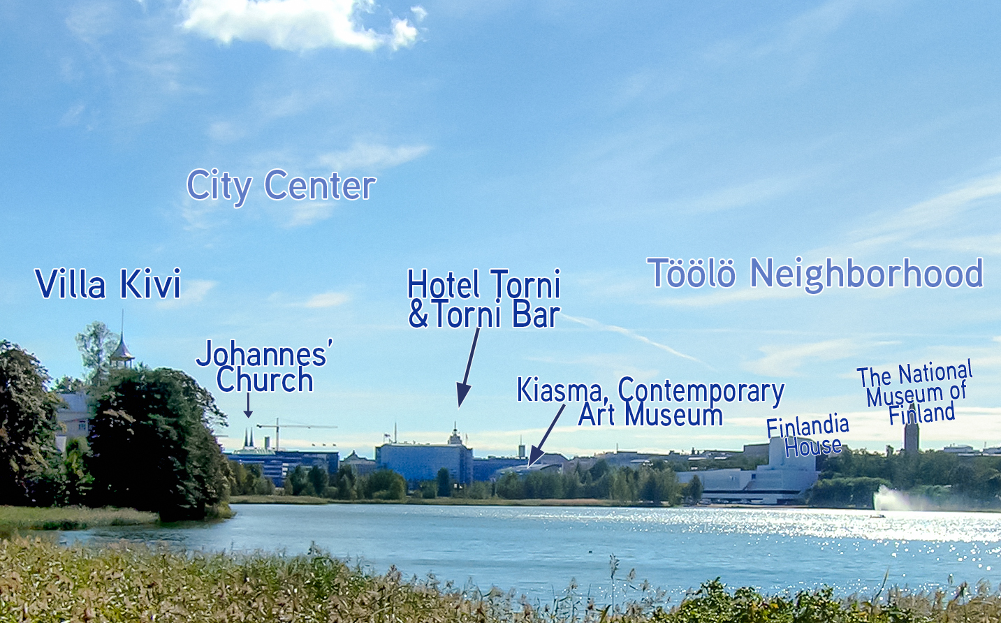 Töölö Bay and buildings on its south side.