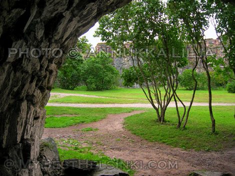 Peeking out from under the fortress arch, Suomenlinna, Helsinki.