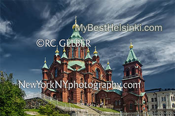 Historic Uspenski Cathedral, a landmark, in Katajanokka neighborhood.