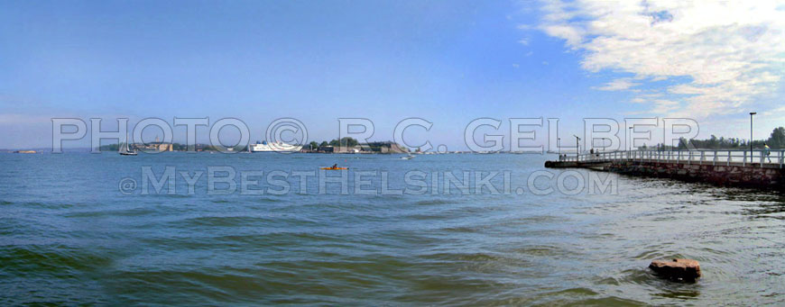 Helsinki Sea view, looking south & at the Suomenlinna islands and Tallin ferry